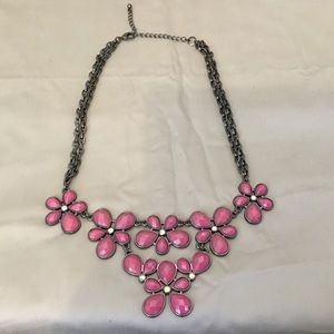 pink flower statement necklace
